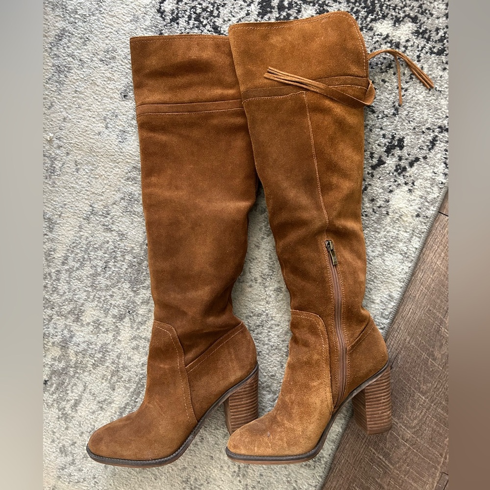 Franco Sarto Tan Suede Over-the-Knee Boots